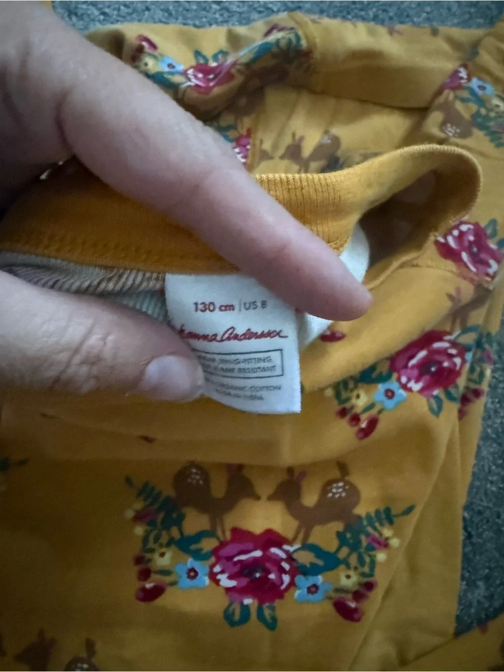 Hanna Andersson Golden Yellow Deer Pajama Set Sz 130cm